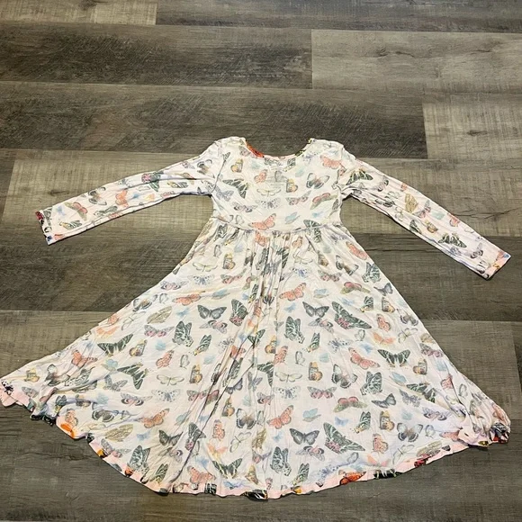 Posh Peanut pink butterfly Henley twirl dress with buttons size 8Y - Picture 8 of 16